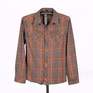 Sherpa Adventure Gear Men's Flannel Shirt MEDIUM UPF 50+ Plaid Cabin Gorp Hiking